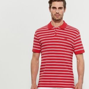 NWT LEVI'S AUTHENTIC STRIPED MEN'S RED WHITE POLO RUGBY SHIRT SIZE M